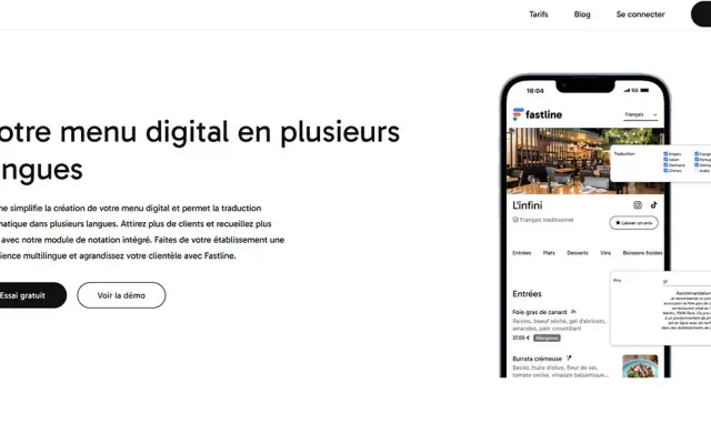 Fastline – Votre menu digital multilingue, intelligent et évolutif