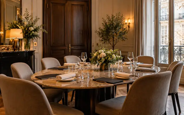 Restaurant pour réunion de comité de direction à Paris : salons, confidentialité et service
