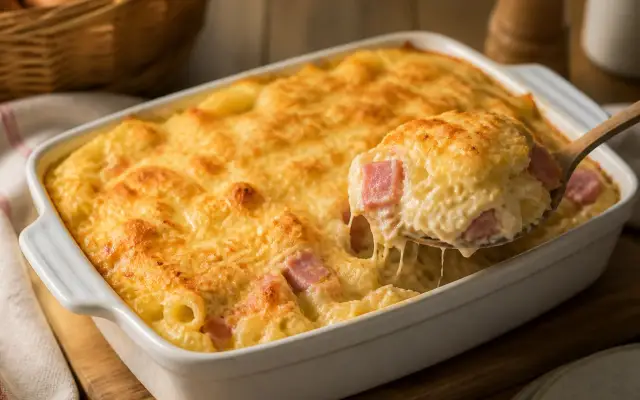 Gratin de pâtes jambon-fromage : recette économique