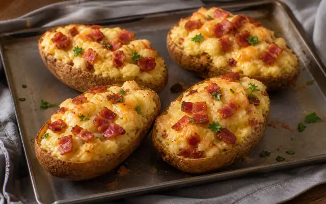 Pommes de terre farcies au fromage et aux lardons