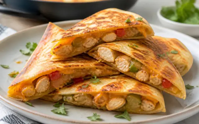 Quesadillas poulet-cheddar croustillantes