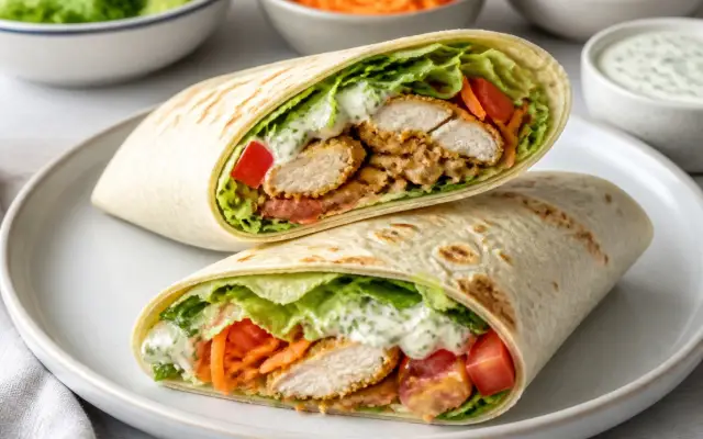 Wraps au poulet et crudités, sauce maison facile