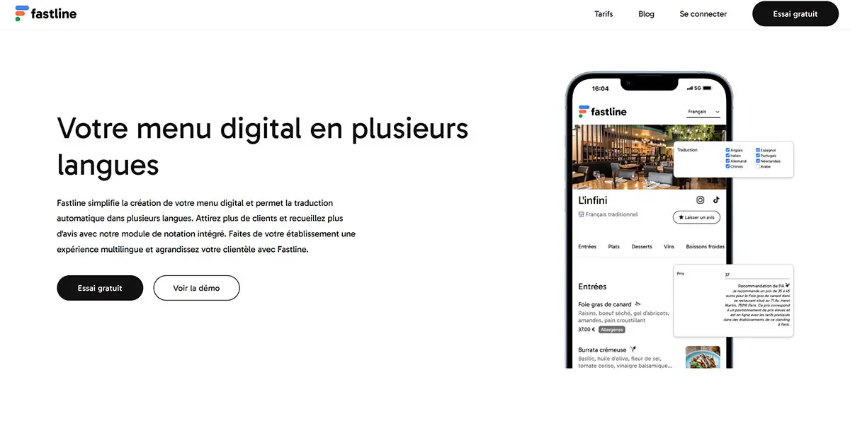 Fastline – Votre menu digital multilingue, intelligent et évolutif - article FoodyParis