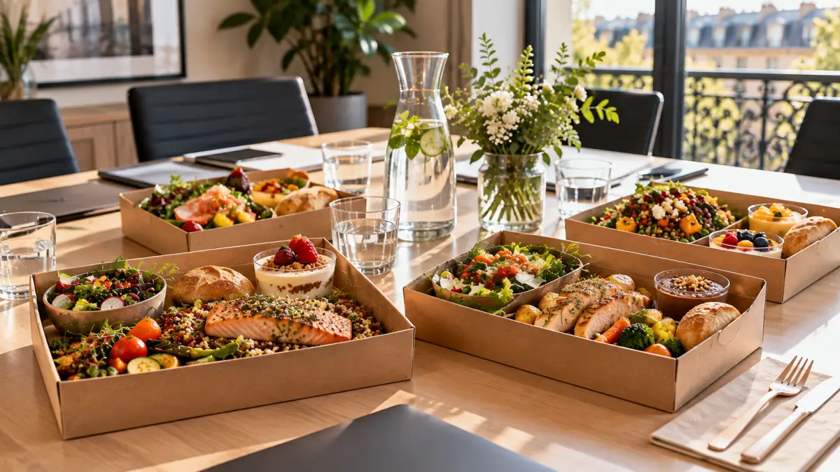 Plateaux-repas pour réunion à Paris : livraison et allergènes - article FoodyParis