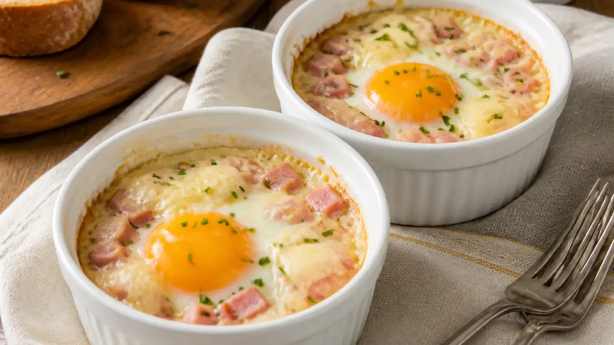 Œufs cocotte au fromage et au jambon - article FoodyParis