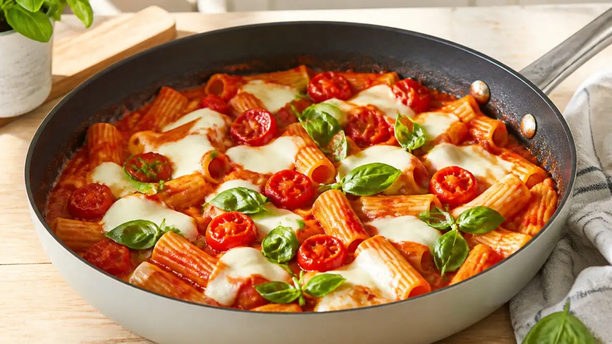 One pot pasta tomate, mozzarella et basilic - article FoodyParis