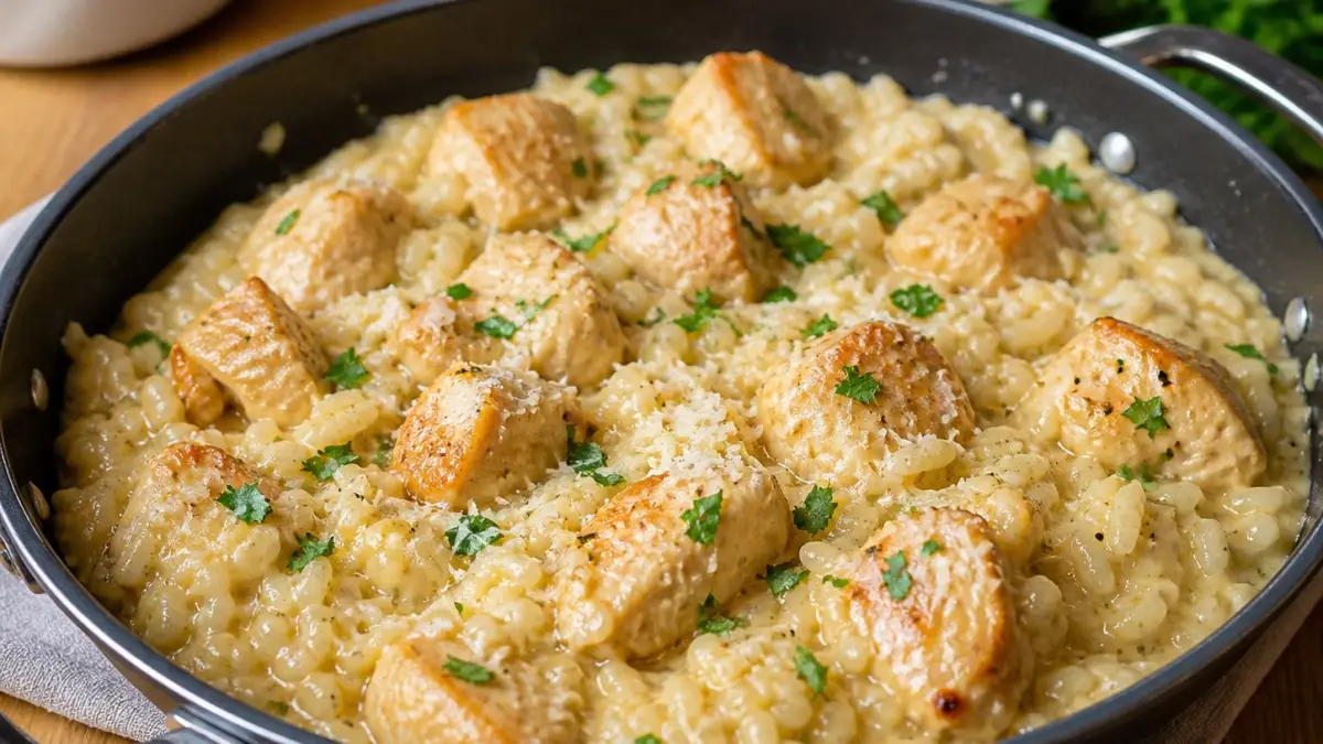 Riz crémeux au poulet façon risotto rapide - article FoodyParis