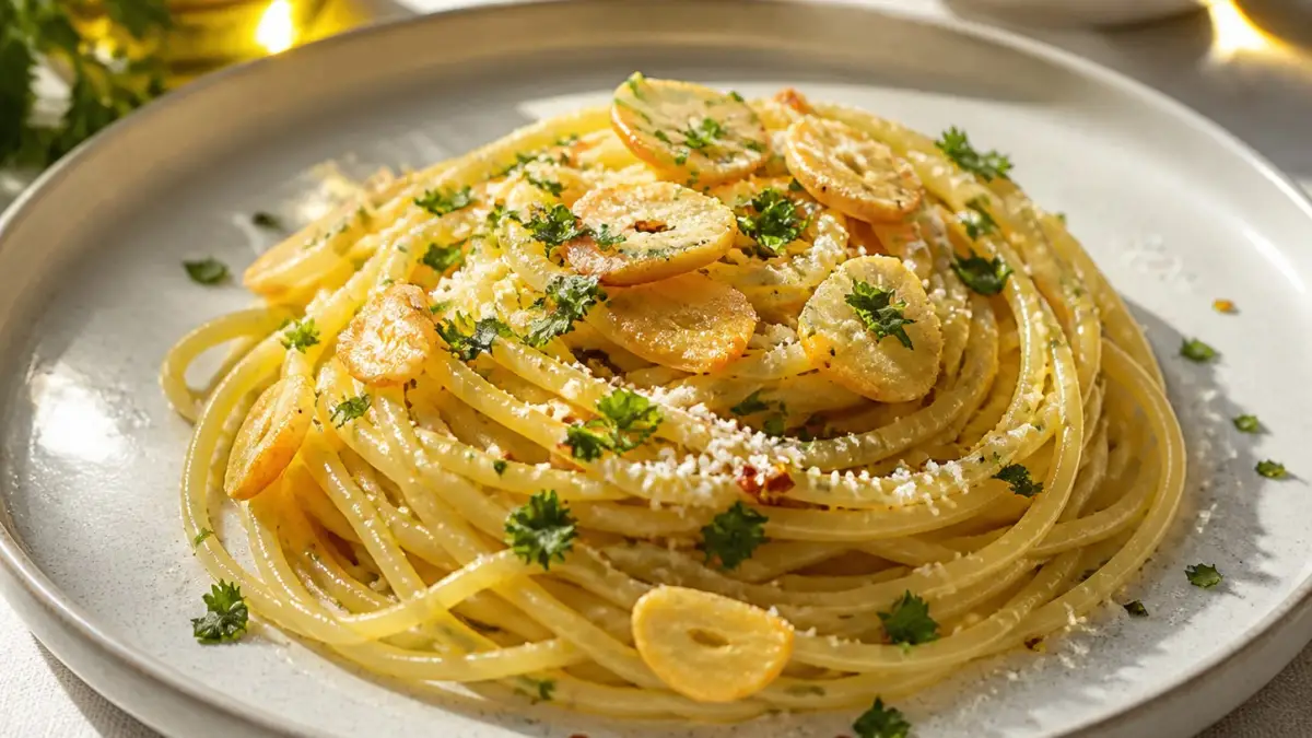 Spaghetti ail, huile d’olive et parmesan - article FoodyParis