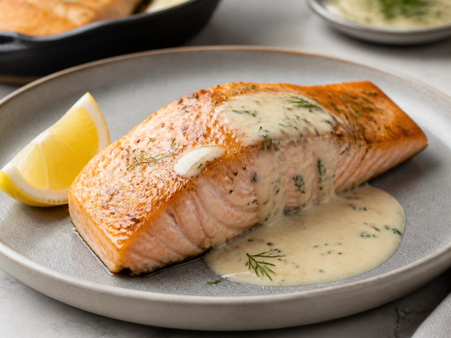 Saumon à la poêle, sauce citron-crème express